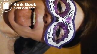 mature whore licks shitty dildo