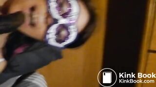 mature whore licks shitty dildo