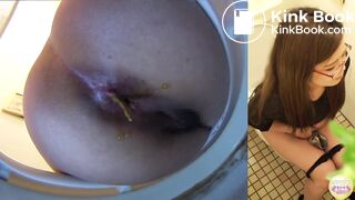 Girls pooping on toilet