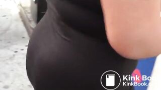 black girl walking around farting in public and shits