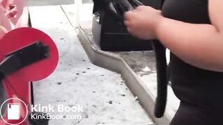 black girl walking around farting in public and shits