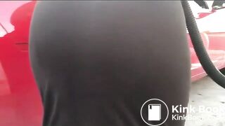 black girl walking around farting in public and shits