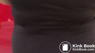 black girl walking around farting in public and shits