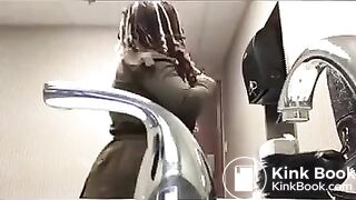 Black girl poops in public toilet 4