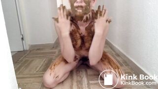 Horny french girl shit smear and eat