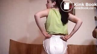 Two girls pee and poop in their diaper