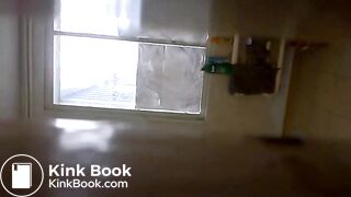 Voyeur toilet. Pissing and eventually shitting