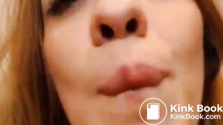 Nasty Camgirl sucks shit off her toes