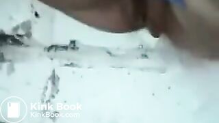 Girl pooping in public toilet - video 3