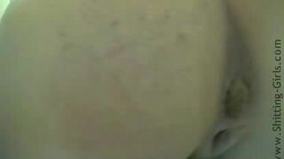 Girl shitting in public toilet