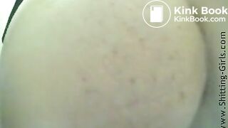 Girl shitting in public toilet