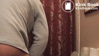 pretty joy pooping in toilet