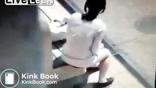 Dirty Girl Lifts Skirt and Shits at Bus Stop