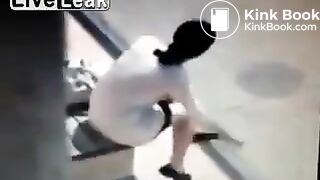 Dirty Girl Lifts Skirt and Shits at Bus Stop