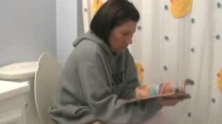 Mature woman, morning poop