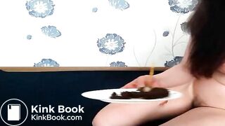 sexy naked girl with a mask shits