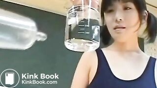 Cute Girl School Swimsuit Pooping Enema