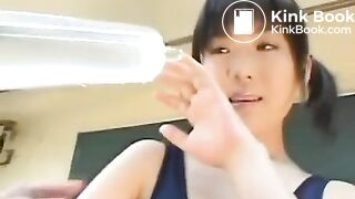 Cute Girl School Swimsuit Pooping Enema