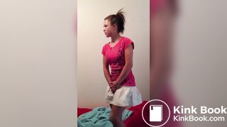 Cute Petite Girl Can't Hold It