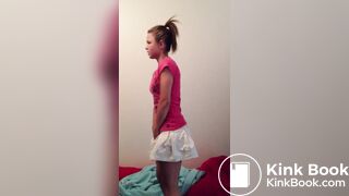 Cute Petite Girl Can't Hold It