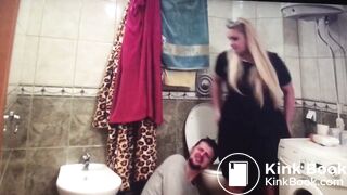 Mistress shitting in toilet