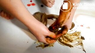 DIldo and scat pantie play