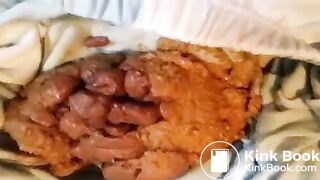 Blonde babe pooping in panty