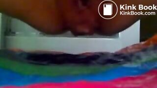 Asian Girl Shits on Towel