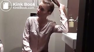 Cute teen records herself pooping