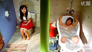 Korean girl pooping in the bathroom