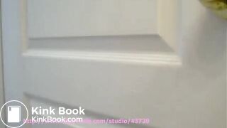 Woman pooping with her dog