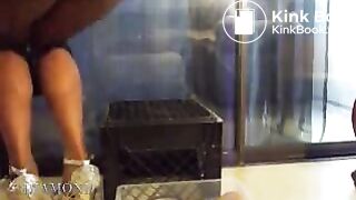 Ebony shit in container at home