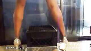 Ebony shit in container at home