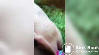 Scat and farts by naked young woman in public