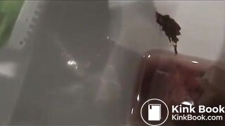 Blond girl shits a lot and shows her poop