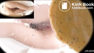 Cute girl diarrhea on toilet