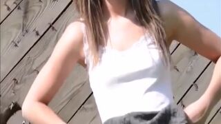 Shitting in her panties outdoor