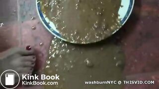 Diarrhea shat from woman onto plate