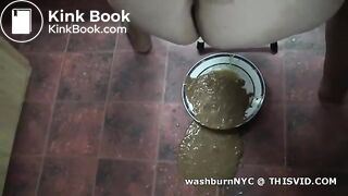 Diarrhea shat from woman onto plate