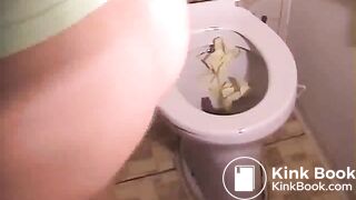 woman pooping in toilet - video 2