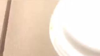 Black girl poops in public toilet