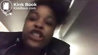 Black girl poops in public toilet