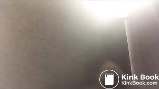 Black girl poops in public toilet