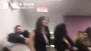 Black girl poops in public toilet