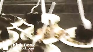 Black girl poops in public toilet