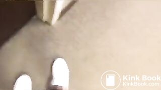 Black girl poops in public toilet