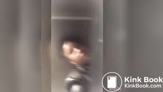 Black girl poops in public toilet