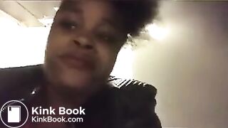 Black girl poops in public toilet