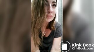 Young british girl on toilet