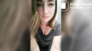 Young british girl on toilet